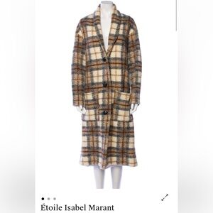 Isabel Marant Etoile Long Wool Plaid Gabriel Coat XS